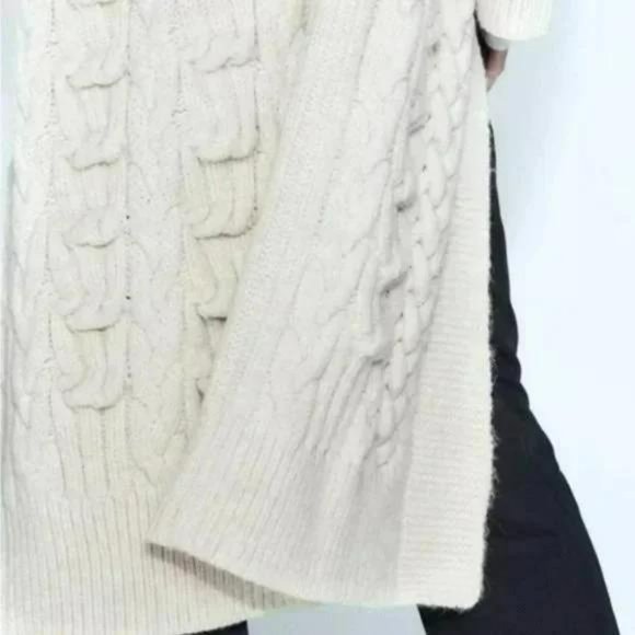 ZARA CABLE KNIT TEXTURED COAT - Picture 5 of 8